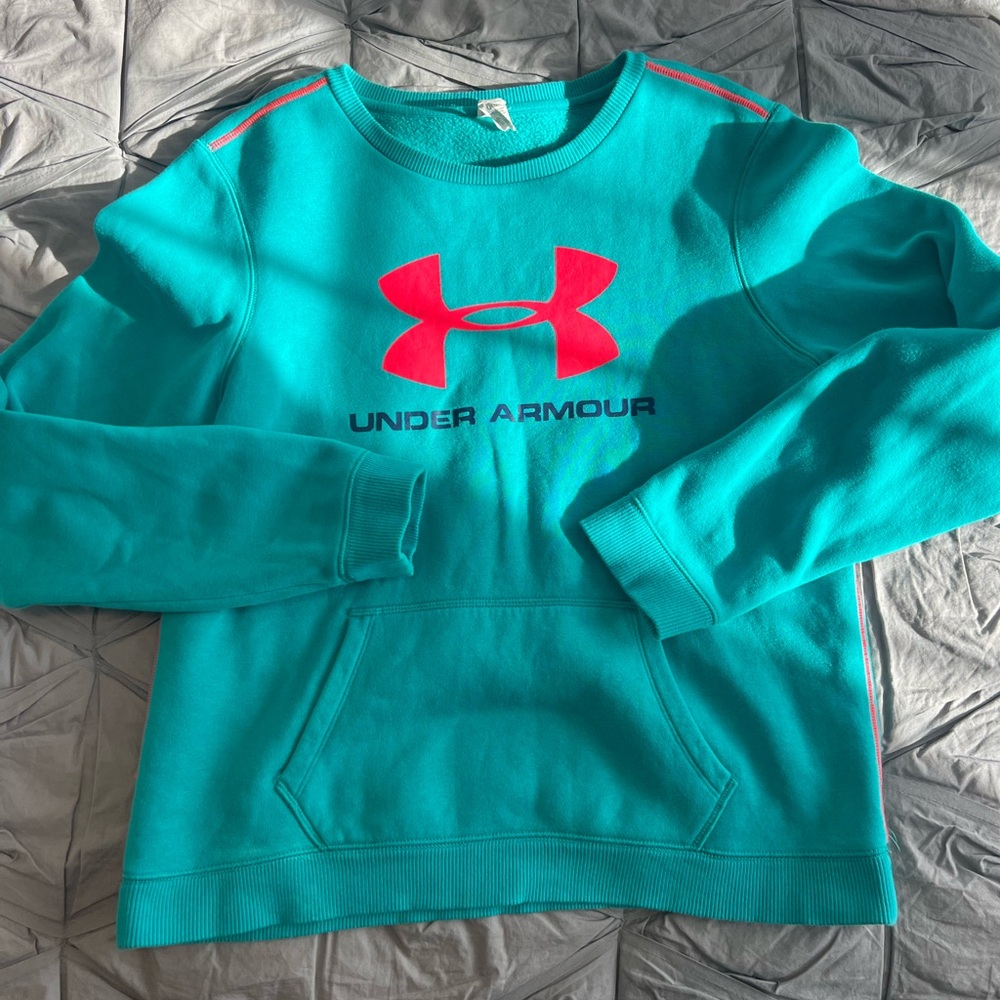 Under Armour Teal Sweatshirt with Pink Logo